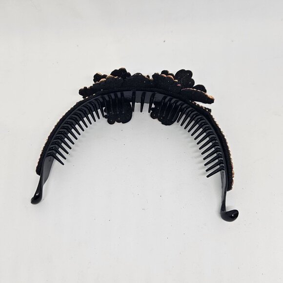 Crystal Flower Ponytail, Bun Claw - Shades of Pink & Gold - 804 Crystals - Picture 10 of 12